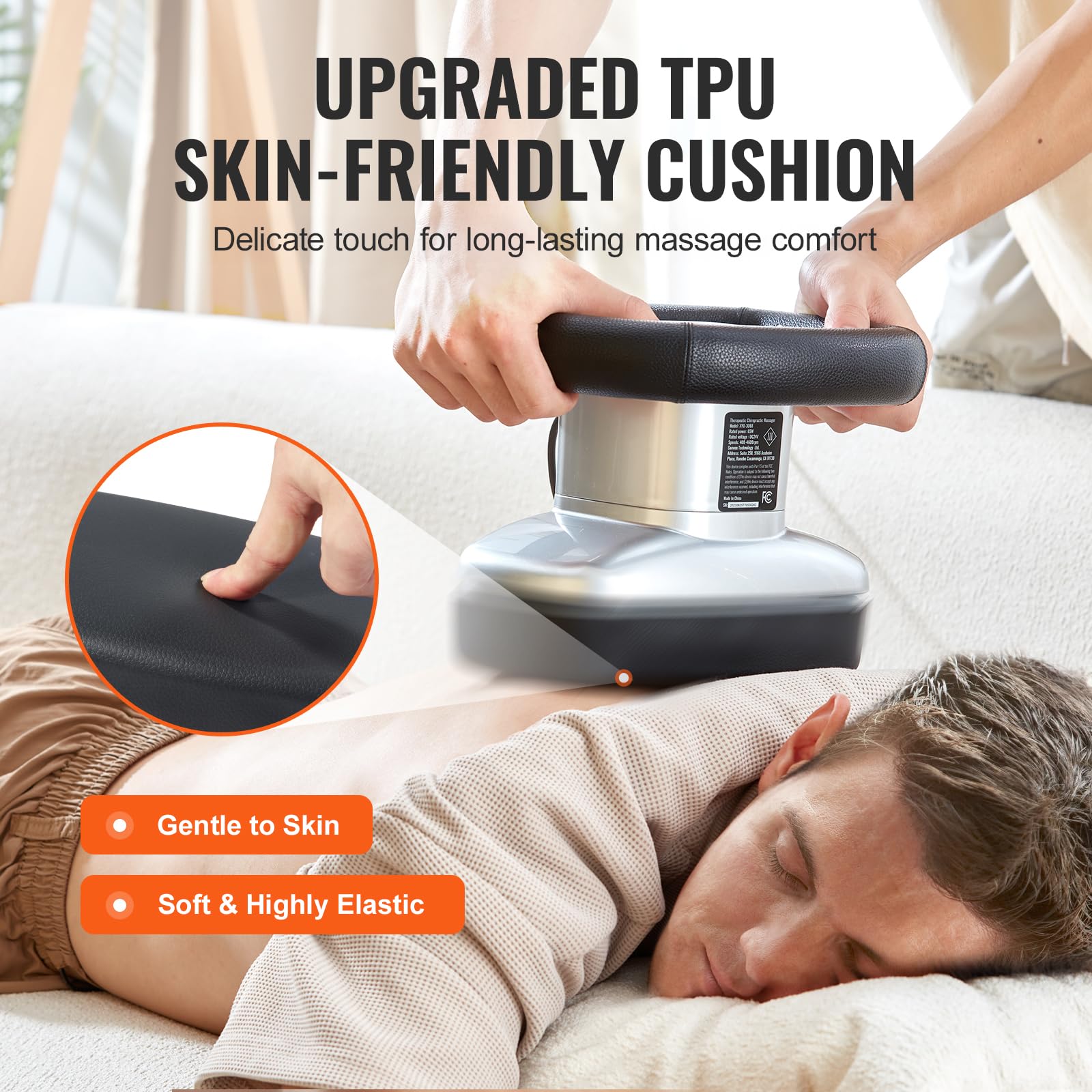 VEVOR Chiropractic Massager quiet operation minimizes noise during relaxing sessions.