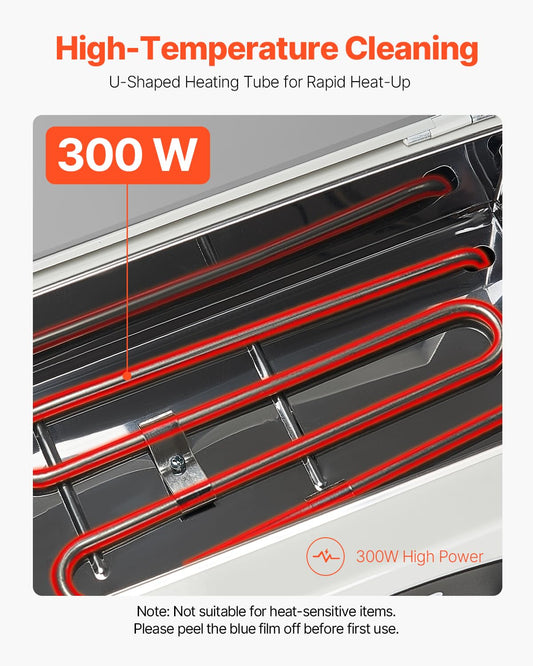 VEVOR interior chamber view reveals a 2L capacity suited for small tool cleaning cycles