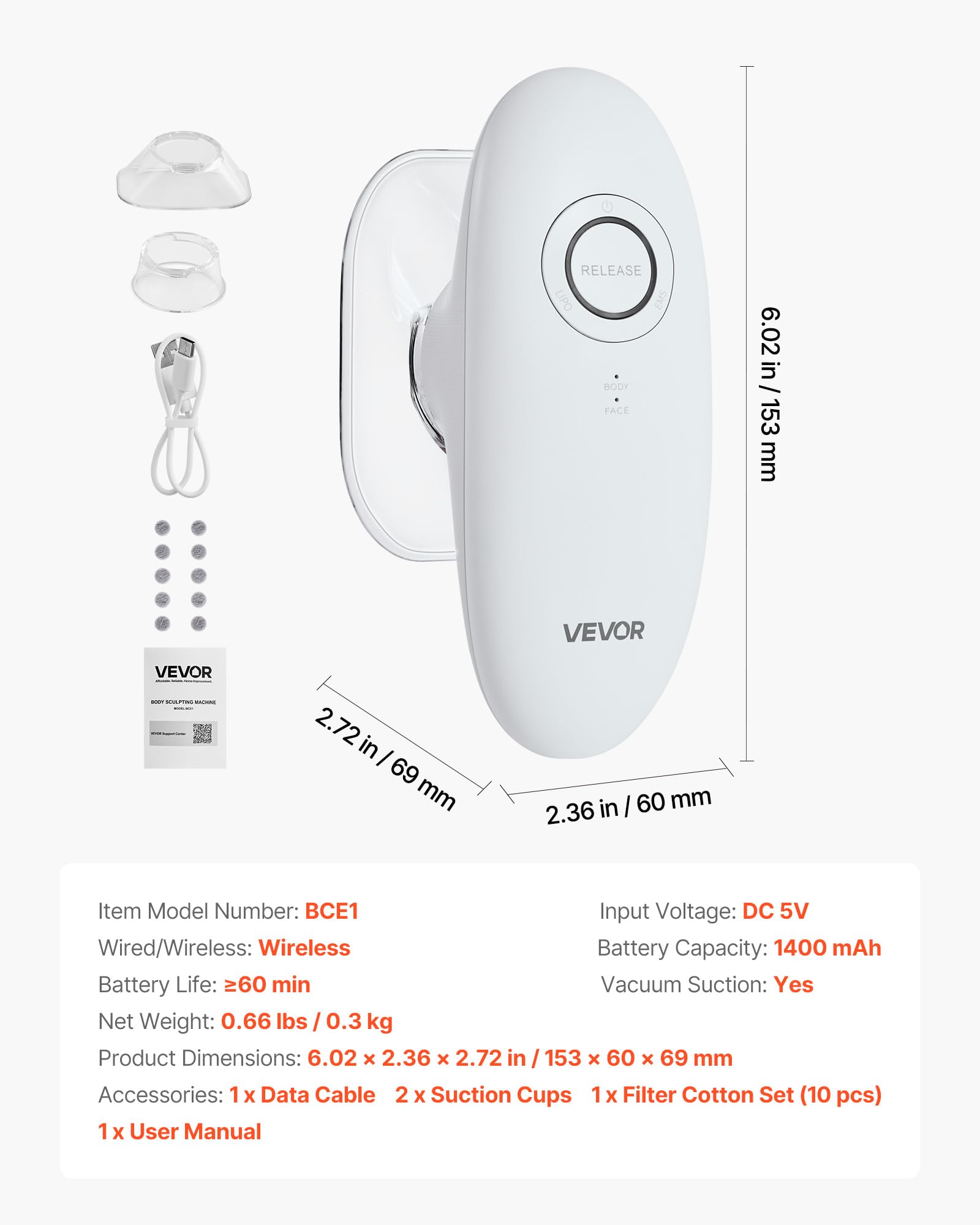 VEVOR lipo mode focusing on stubborn fat areas for targeted shaping