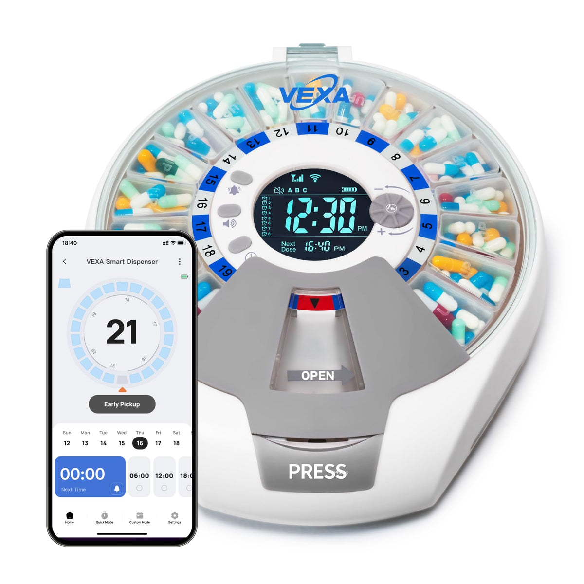 VEXA VitaMate Pro 21 showing automatic dose-rotation for easy access