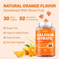 Natural orange flavor gummies shown on white background.