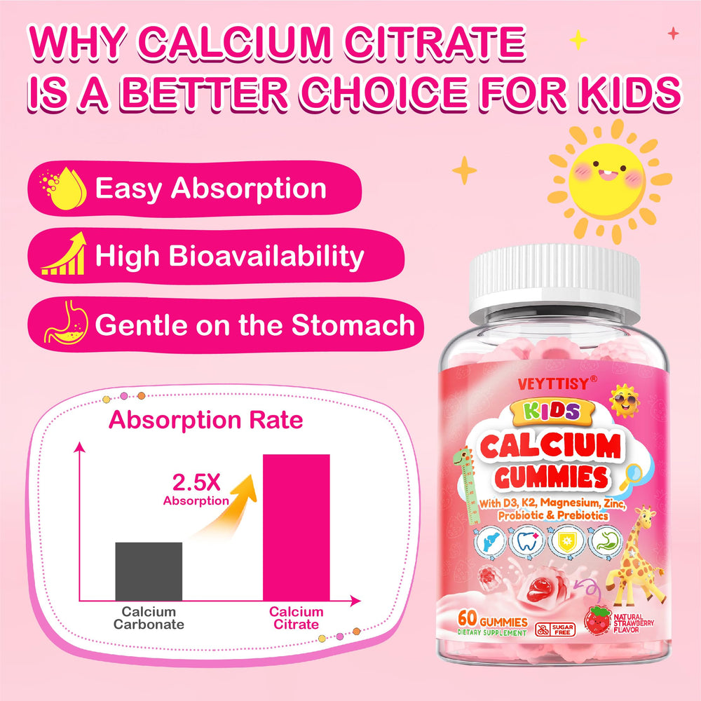 Veyttisy calcium gummies jar with magnesium and zinc for immunity support
