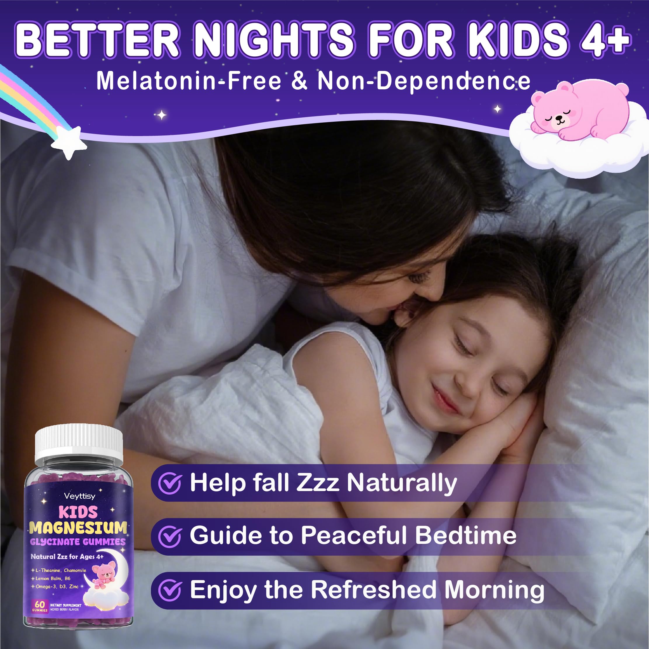 Nighttime blend image conveys bedtime tranquility without melatonin.