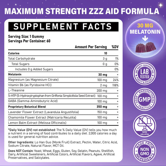 Closeup of Veyttisy melatonin gummies jar highlighting vegan, non-GMO ingredients for mindful sleep.