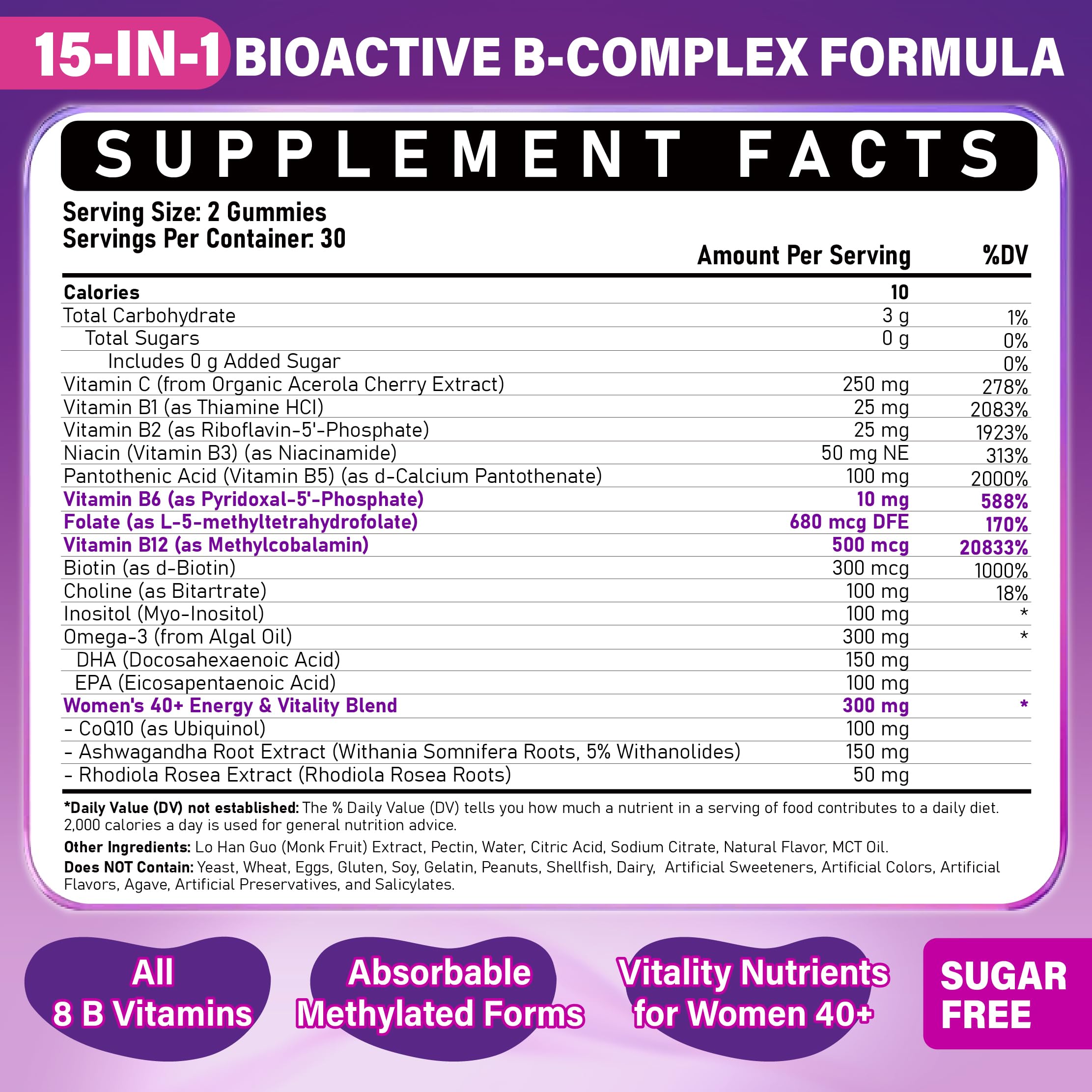 Veyttisy methylated B-complex gummies close-up with peach flavor