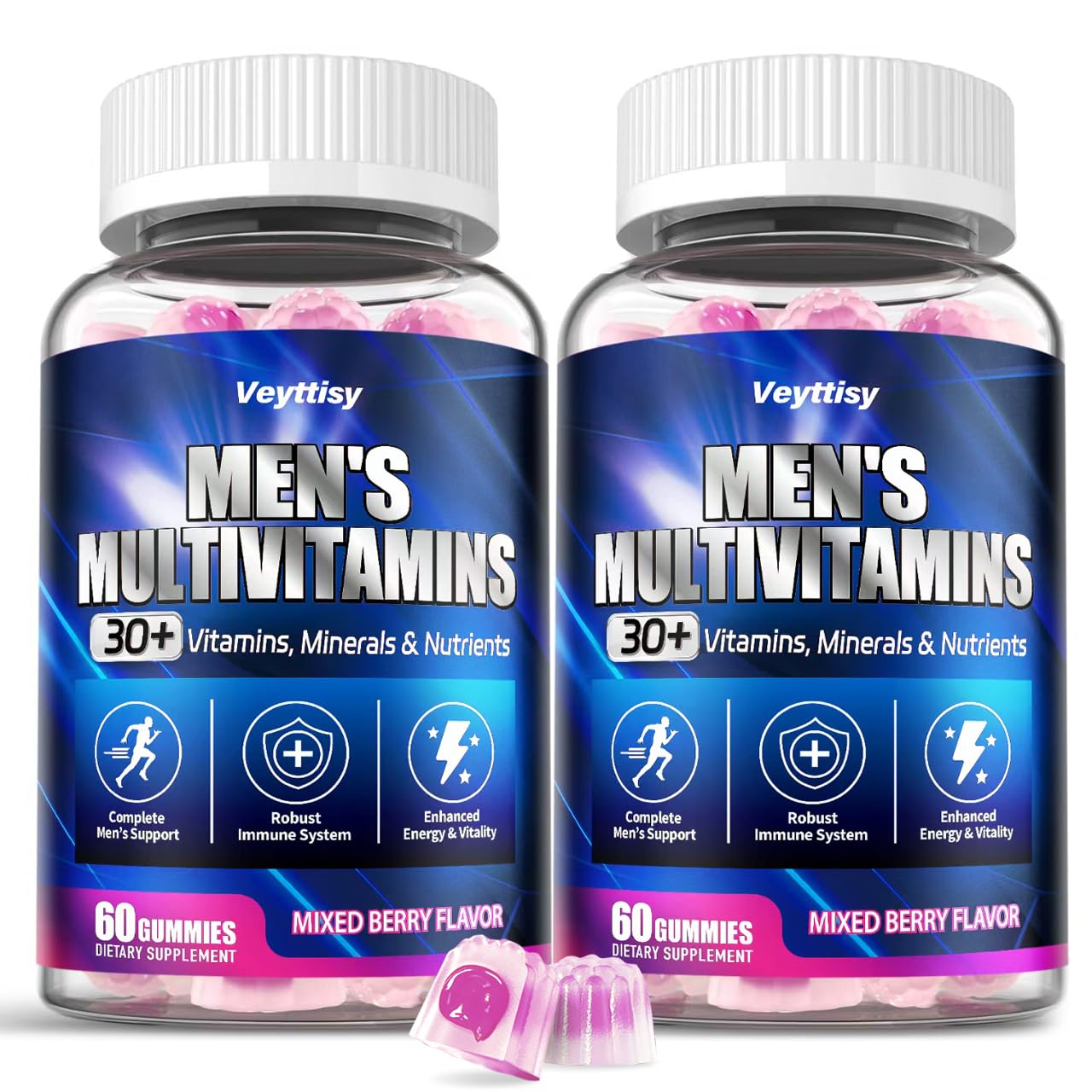 Veyttisy methylated multivitamin men gummies bottle supports daily vitality.