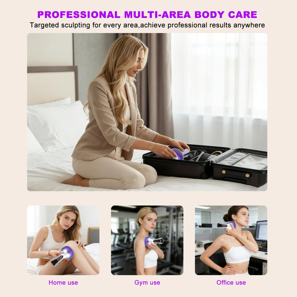 VEZURZO device supporting face, neck, arms, and thighs toning