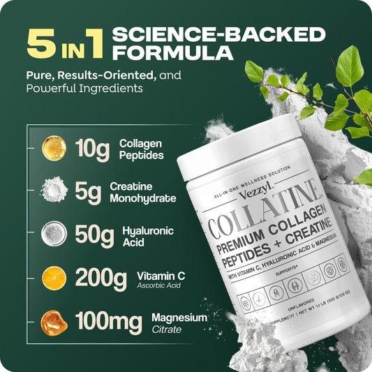 Vezzyl Collatine label closeup highlighting ingredients for serving