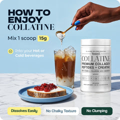 Vezzyl Collatine glass with shake emphasizing hydration and vitality