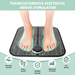 VFU EMS foot massager demonstrating improved local circulation and muscle stimulation.