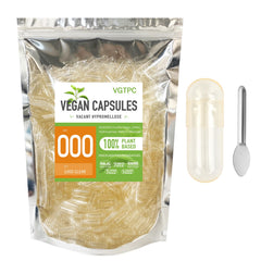 VGTPC Size 000 empty vegetarian capsules in a 1000-count pack for clean fillings.