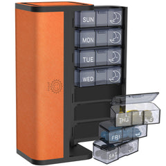 VGUOORG 7-day AM/PM pill organizer with leather case for organized routines