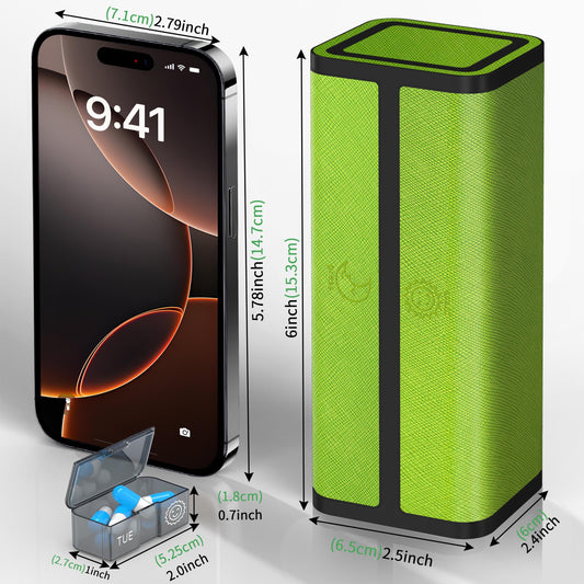 Detachable daily pods enable carrying one day’s meds on the go.