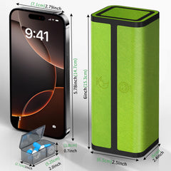 Detachable daily pods enable carrying one day’s meds on the go.