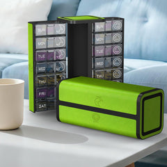 Elegant dark green finish adds premium style to the organizer.