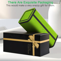 Scratch-resistant leather exterior protects the box from daily wear.