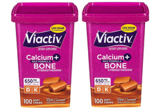 Viactiv Max soft chews in rich caramel for daily bone support.