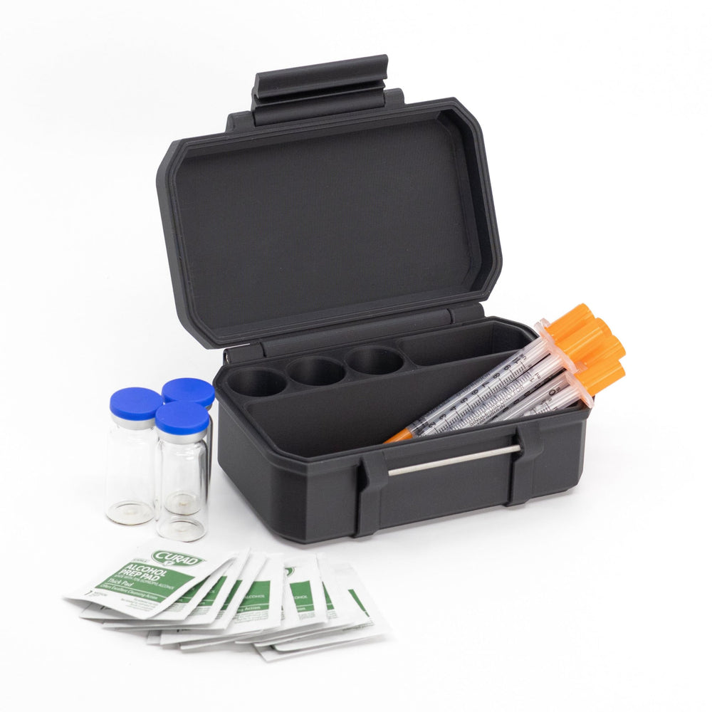 10ml Vial Case exterior view shows compact travel design for insulin and peptide vials.