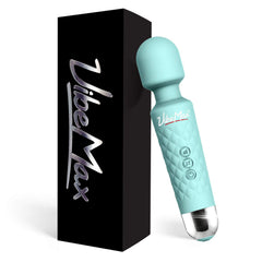 VibeMax turquoise rechargeable massager front view for convenient use