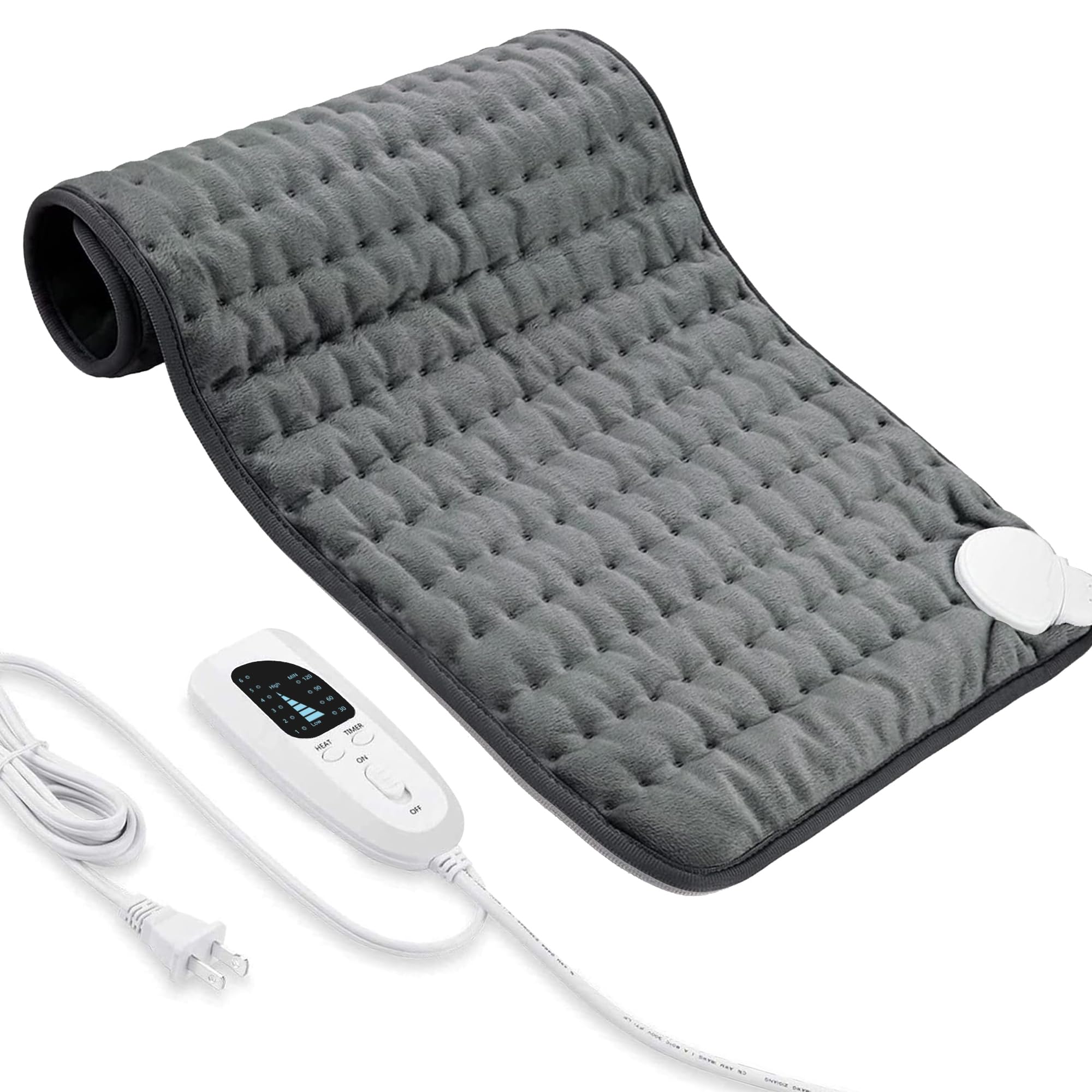 VIBOOS electric heating pad, full-view shot for versatile back and neck relief.