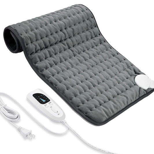 VIBOOS electric heating pad, full-view shot for versatile back and neck relief.