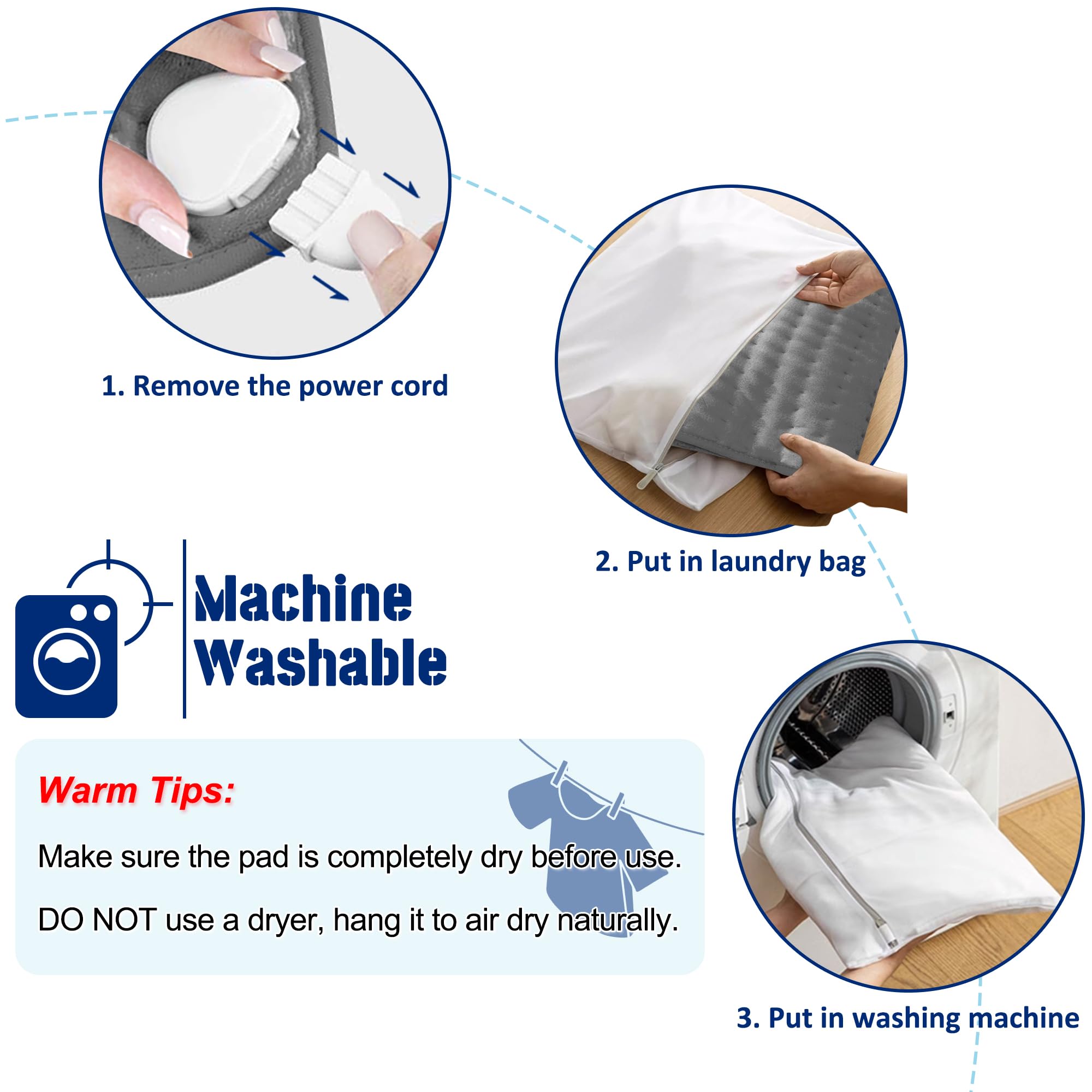 VIBOOS premium flannel heating pad with easy care