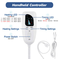 VIBOOS pad auto shut-off icon highlights energy-saving safety feature.