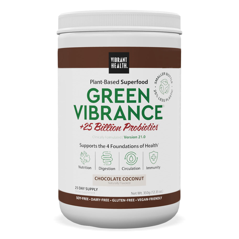 Vibrant Health Green Vibrance chocolate coconut tub boosts daily vitality