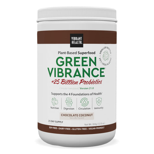 Vibrant Health Green Vibrance chocolate coconut tub boosts daily vitality