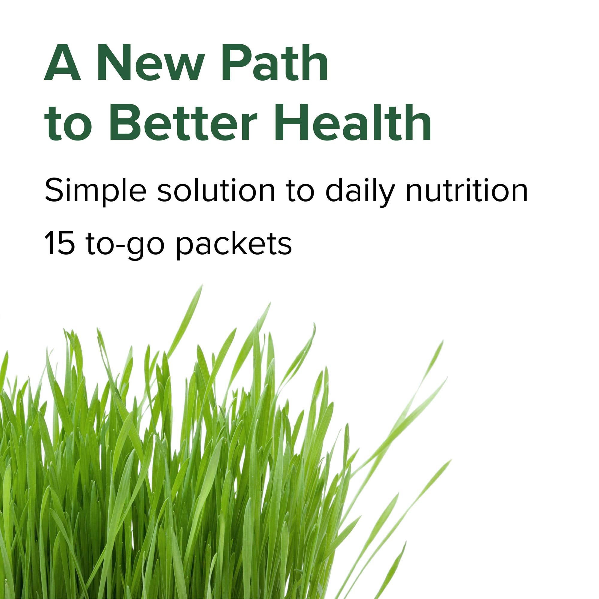 Vibrant Health Green Vibrance packets with a scoop image highlights quick, measured servings