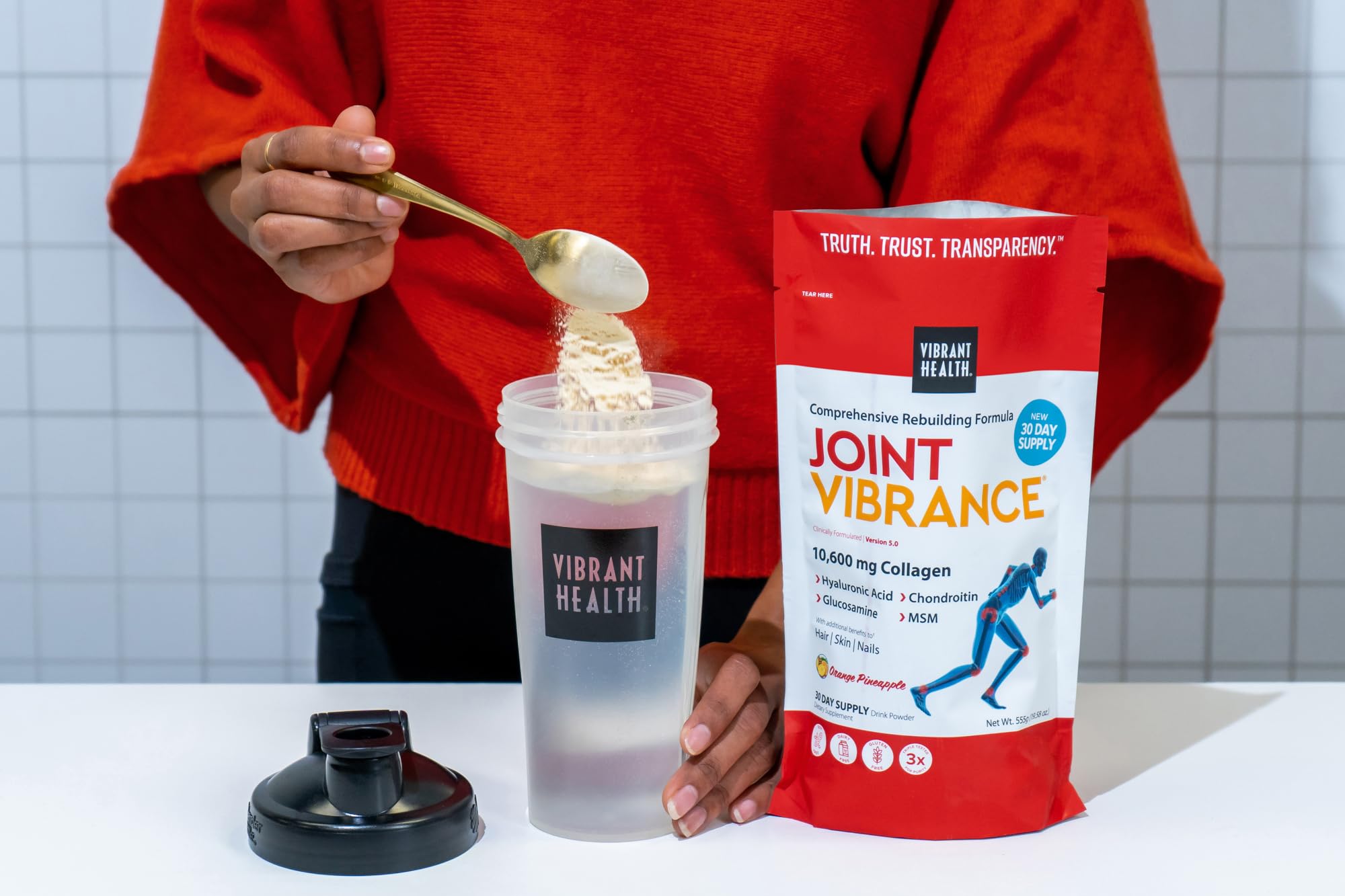 Vibrant Health Joint Vibrance label closeup with transparent ingredients