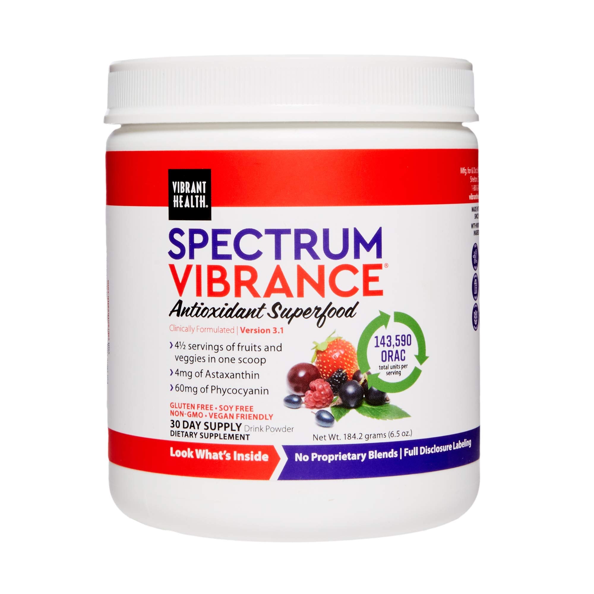 Vibrant Health Spectrum Vibrance bottle close-up for daily antioxidant support