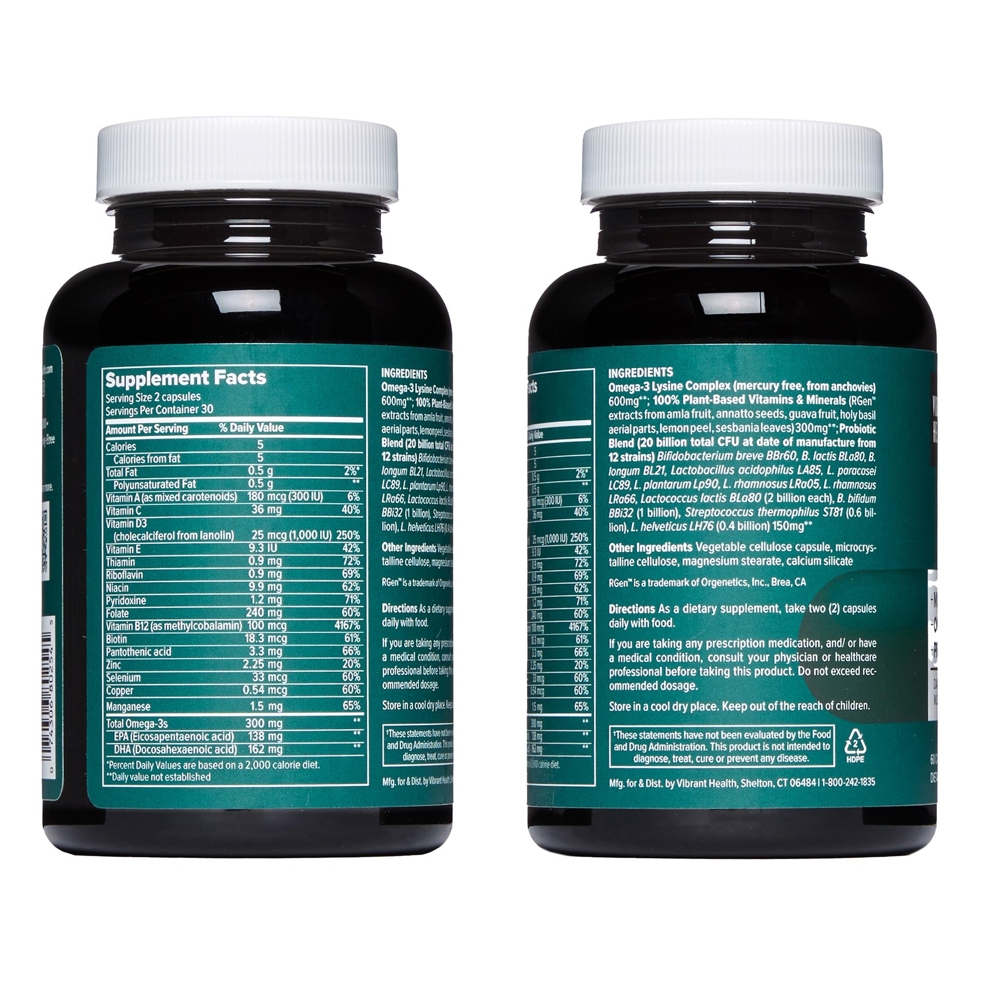 Vibrant Health Trilogy label detail showcasing transparency and potency.