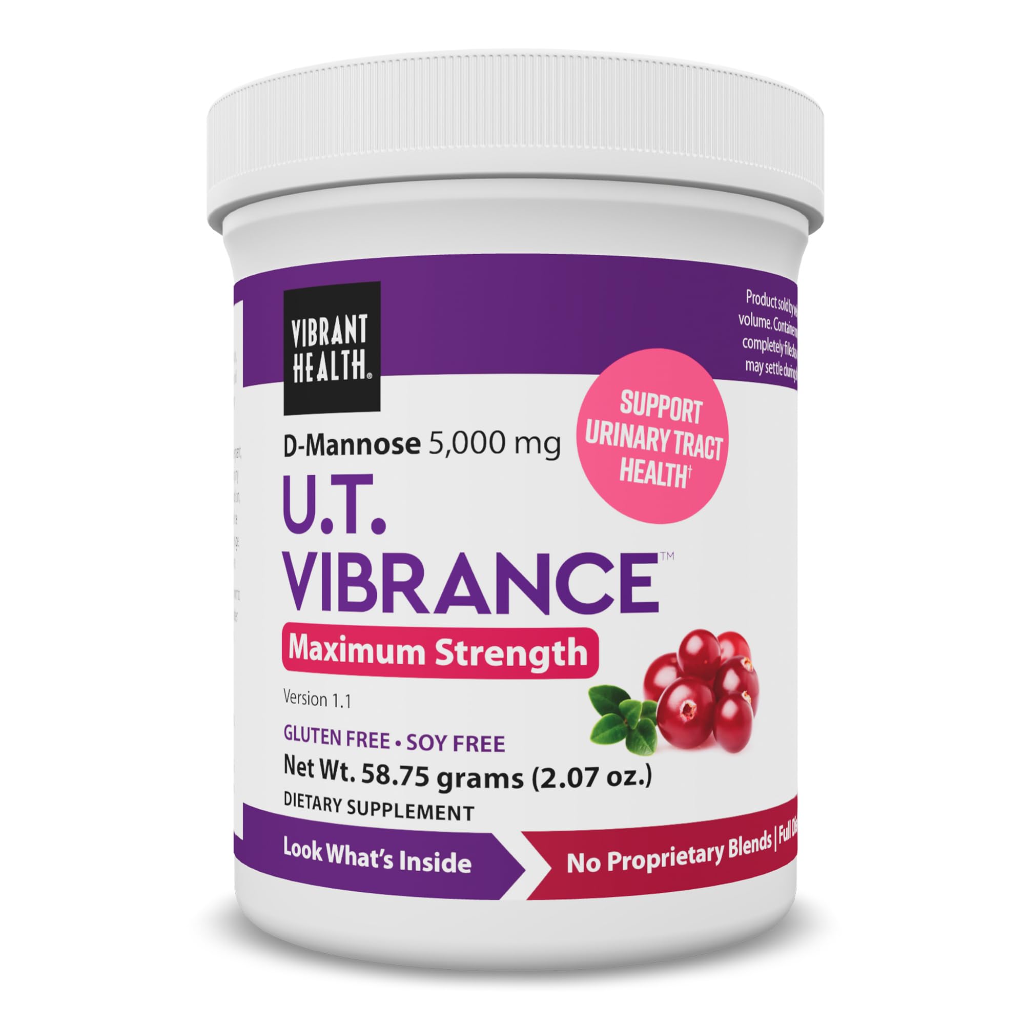 Vibrant Health U.T. Vibrance powder bottle for urinary support