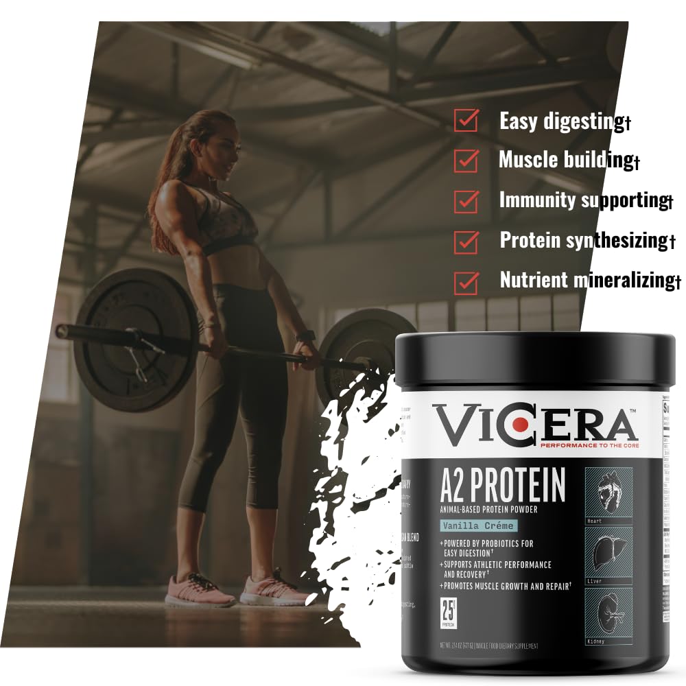 Front label of VICERA A2 Vanilla Creme shows organic ingredients.