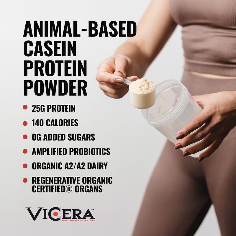 Vicera A2 Protein Powder scoop measures a 25 g serving