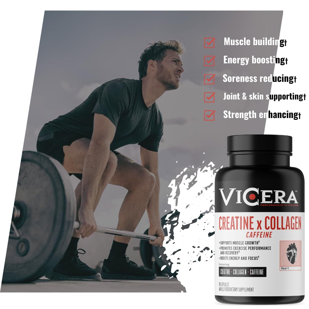 Vicera capsules with water illustrating easy daily dosing.