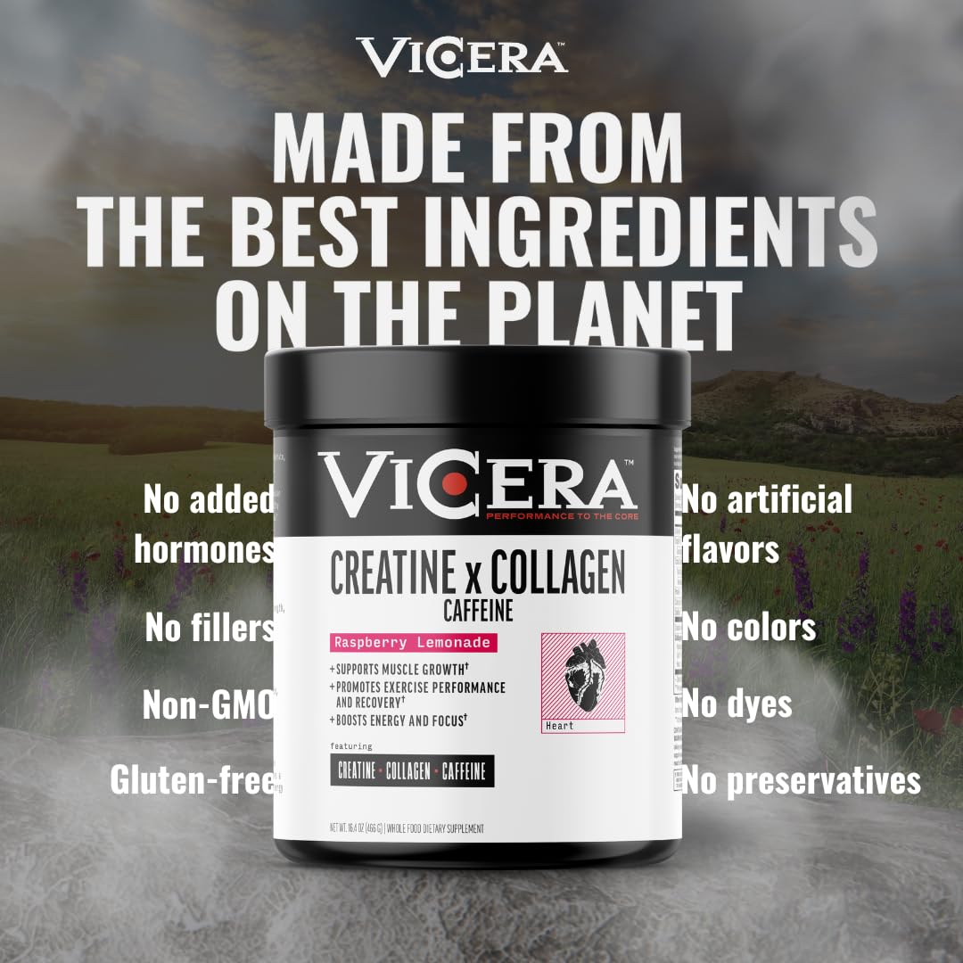VICERA tub displayed with clean-label branding and flavor