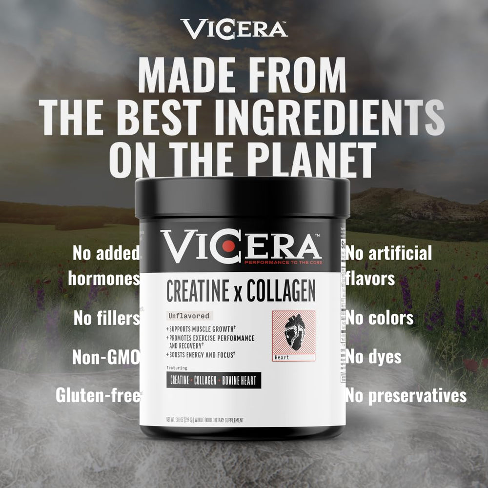 Capsules option for VICERA Creatine and Collagen Powder for travel and quick use.