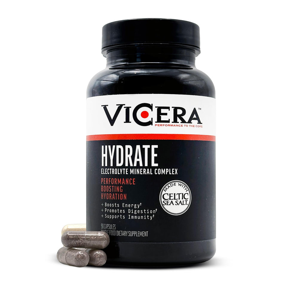 ViCera electrolyte capsules on the go provide balanced hydration.