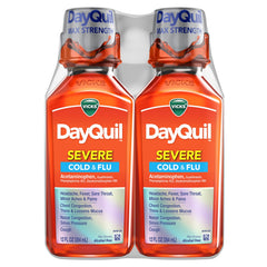 Vicks DayQuil Severe bottle front, delivering fast daytime relief from cold symptoms.