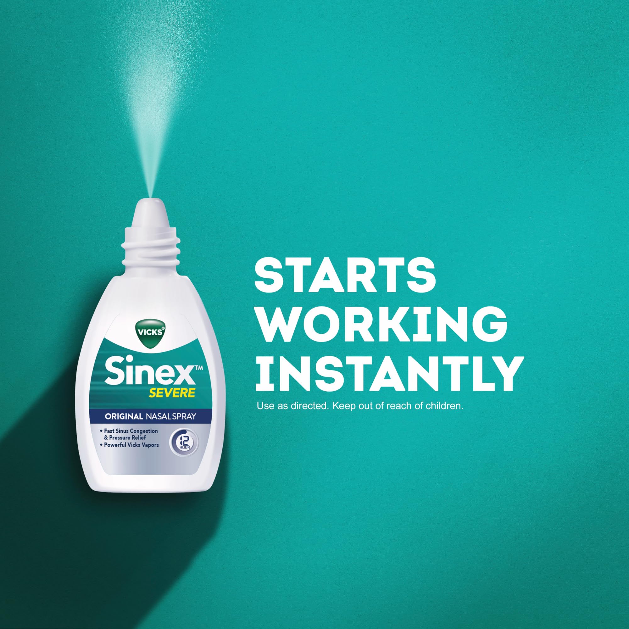 Vicks Sinex Severe nozzle close-up highlighting spray delivery