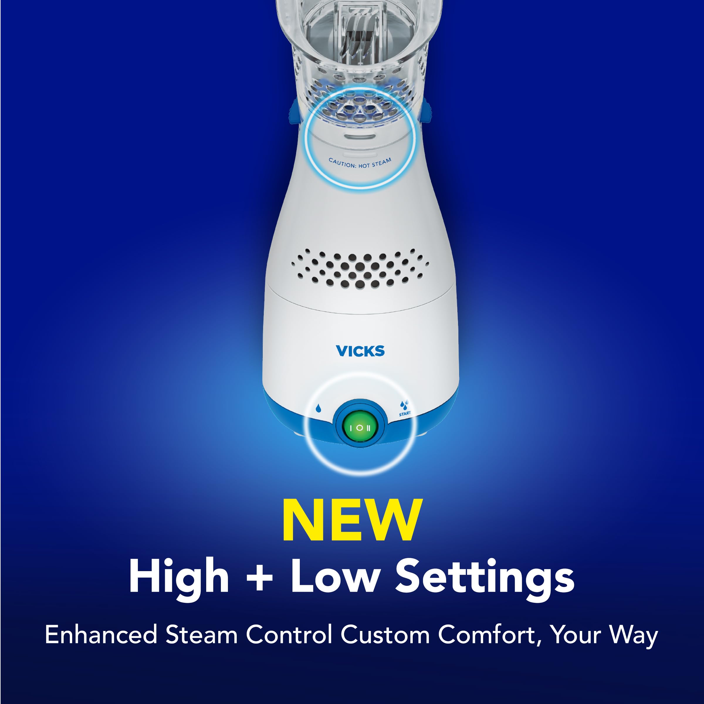 Vicks Sinus Inhaler close-up of adjustable steam control in action