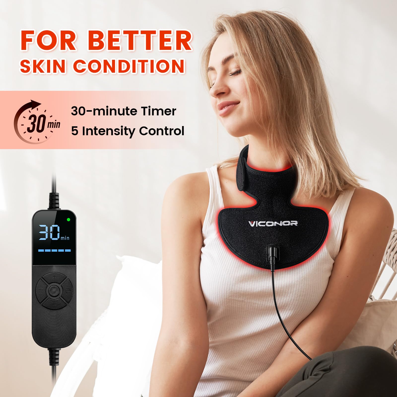 Viconor 850nm infrared light penetrates deeper to target neck area