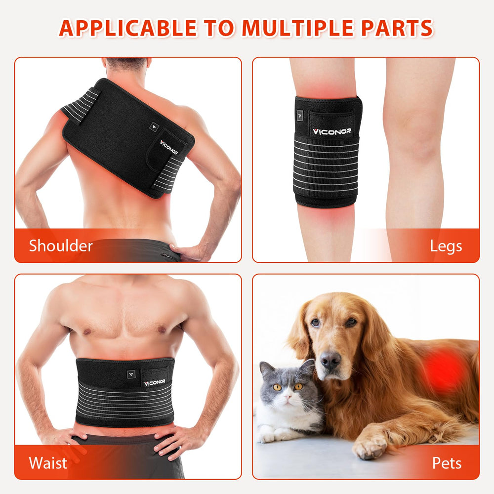 Viconor Red Light Belt split design enables flexible placement on body.