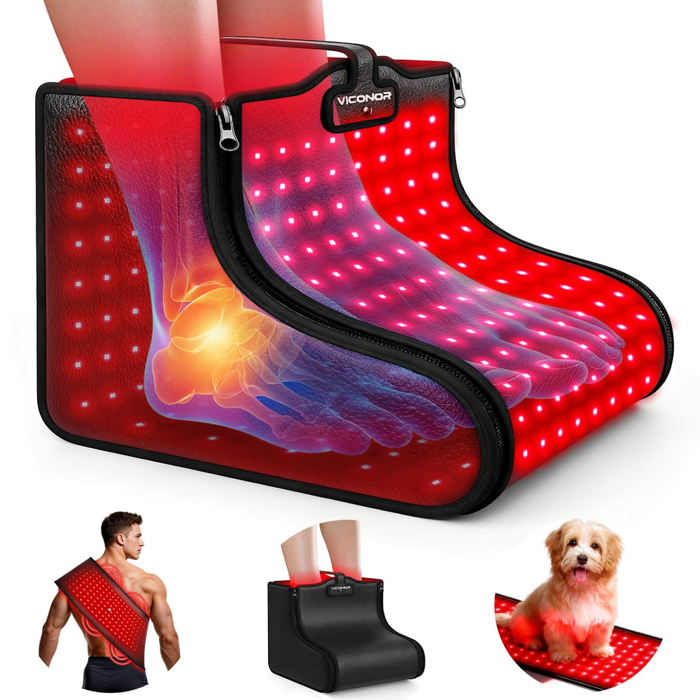 Viconor red light feet therapy device with 660nm and 850nm wavelengths for foot relaxation