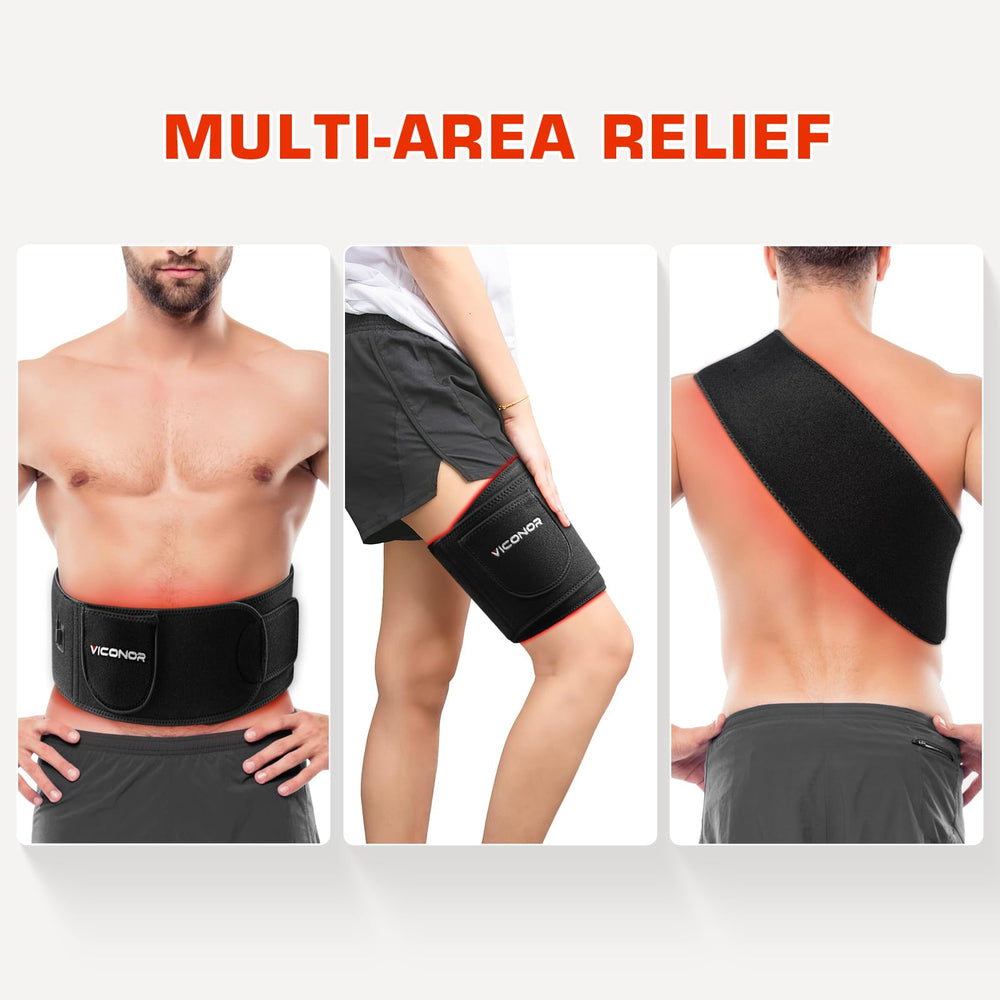 Viconor Red Light Therapy Belt close-up LED panel shows red and infrared lights