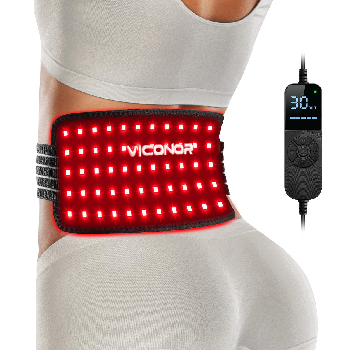 Viconor belt front view with 660nm and 850nm LEDs for everyday body relief