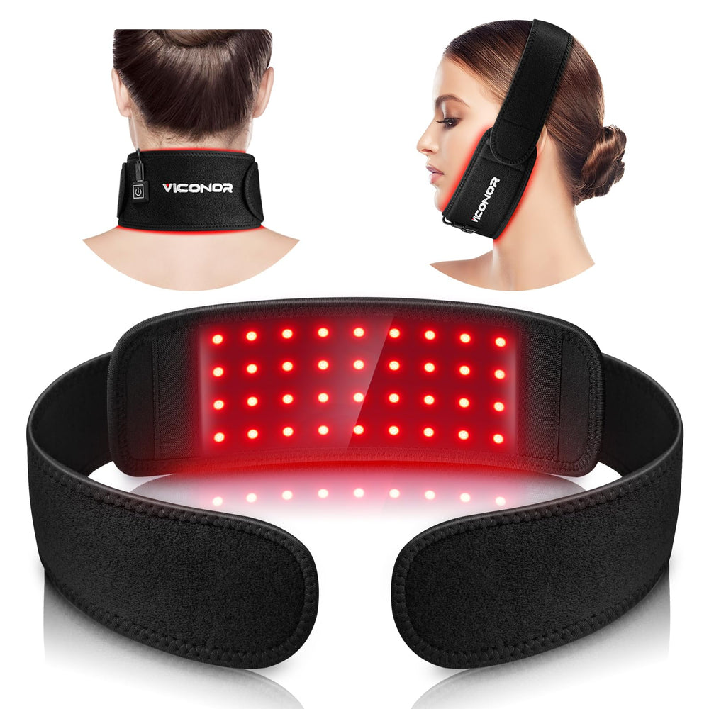 Viconor red light therapy belt neck-wearable around the neck for targeted soothing warmth.