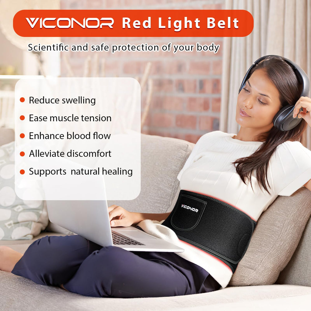 Viconor Red Light Therapy Belt side view showing flexible design for home use